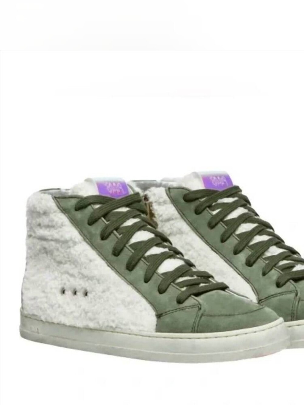 P448 women's Olive & Beige Wad sherpa skate hi-top sneakers Size 7